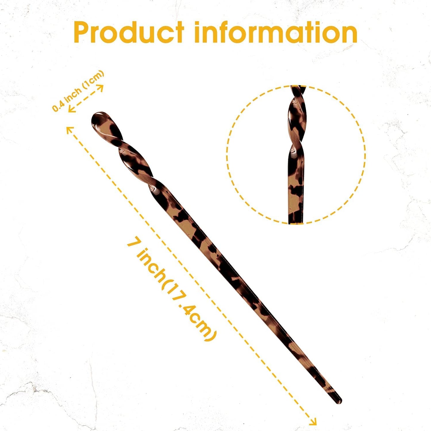 10 Pieces Acetate Hair Sticks Leopard Print Hair Pins, Tortoise Shell Hairpin Vintage Hair Chopsticks Retro Hairpins Disk, Hair Accessories for Women Girls (Classic)