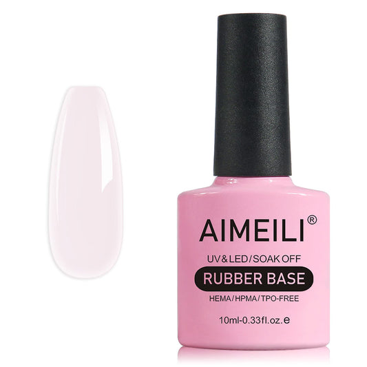 AIMEILI Hema Free Rubber Base Gel For Nails, Soak Off U V LED Clear Sheer Gel Nail Polish, 4 in 1 Nail Strengthen/Enhance/Base Coat/Color Gel Polish - (433) 10ml