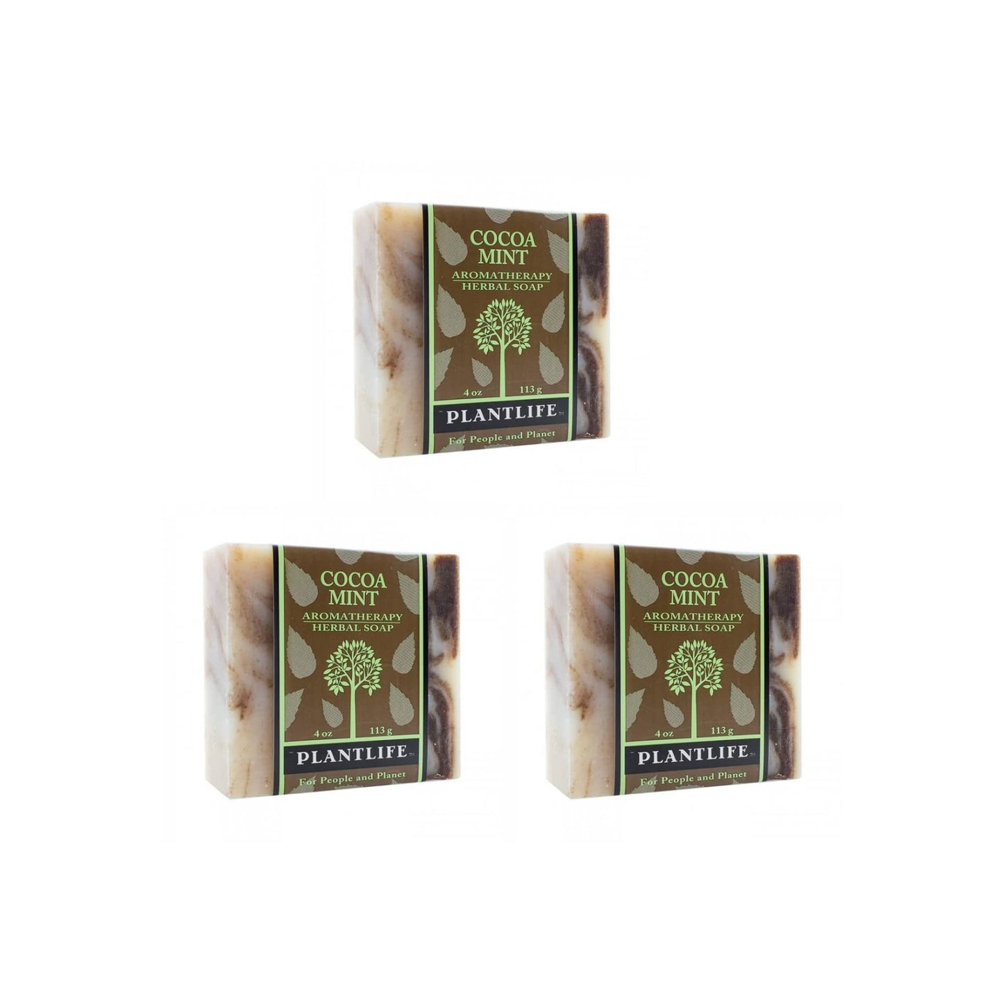 Plantlife Cocoa Mint 3-Pack Bar Soap - Moisturizing and Soothing Soap for Your Skin - Hand Crafted Using Plant-Based Ingredients - Made in California 4oz Bar