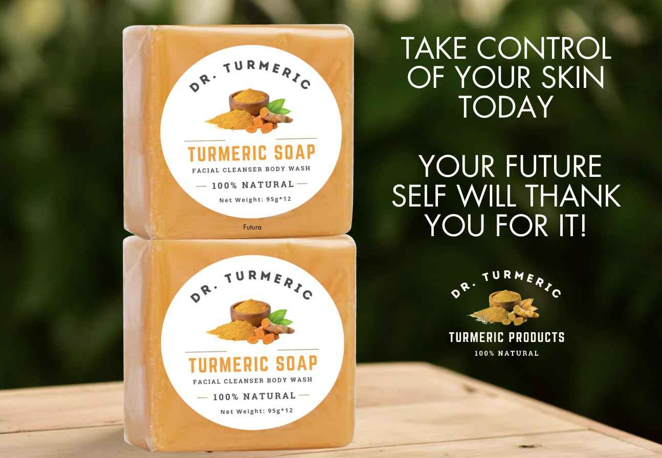 Turmeric Soap Bar | Face & Body Cleanser | Moisturizing | Lathering | Deep Cleansing | Evens Skin Tone | Refreshing Scent | Radiant Skin| 12 Pack