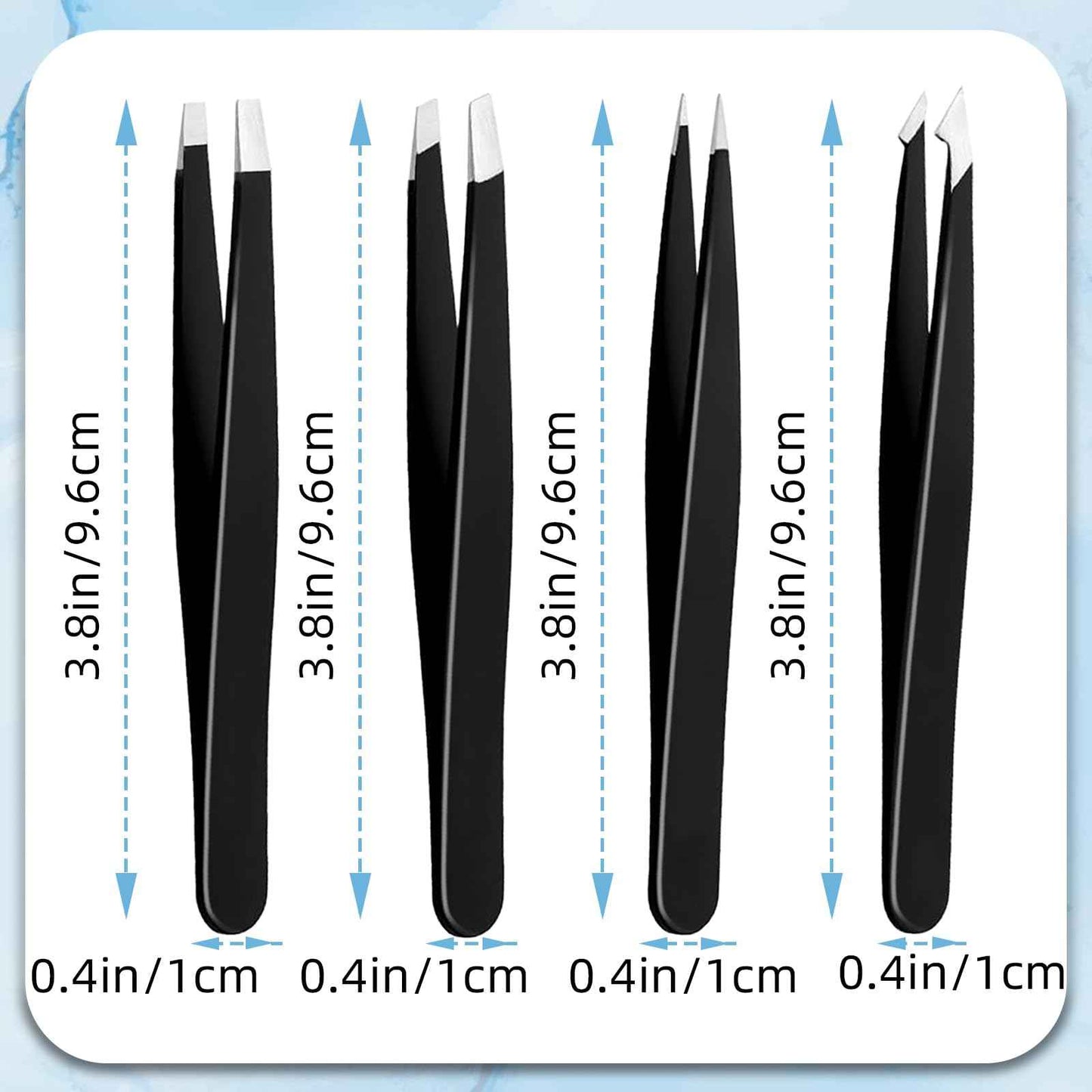 4Pcs Eyebrow Tweezers Set,Tweezers for Women Facial Hair Professional Stainless Steel Tweezers Precision Tweezers Set,Suitable for Removing Inward Growing Hair Eyebrows and Facial Hair(black)