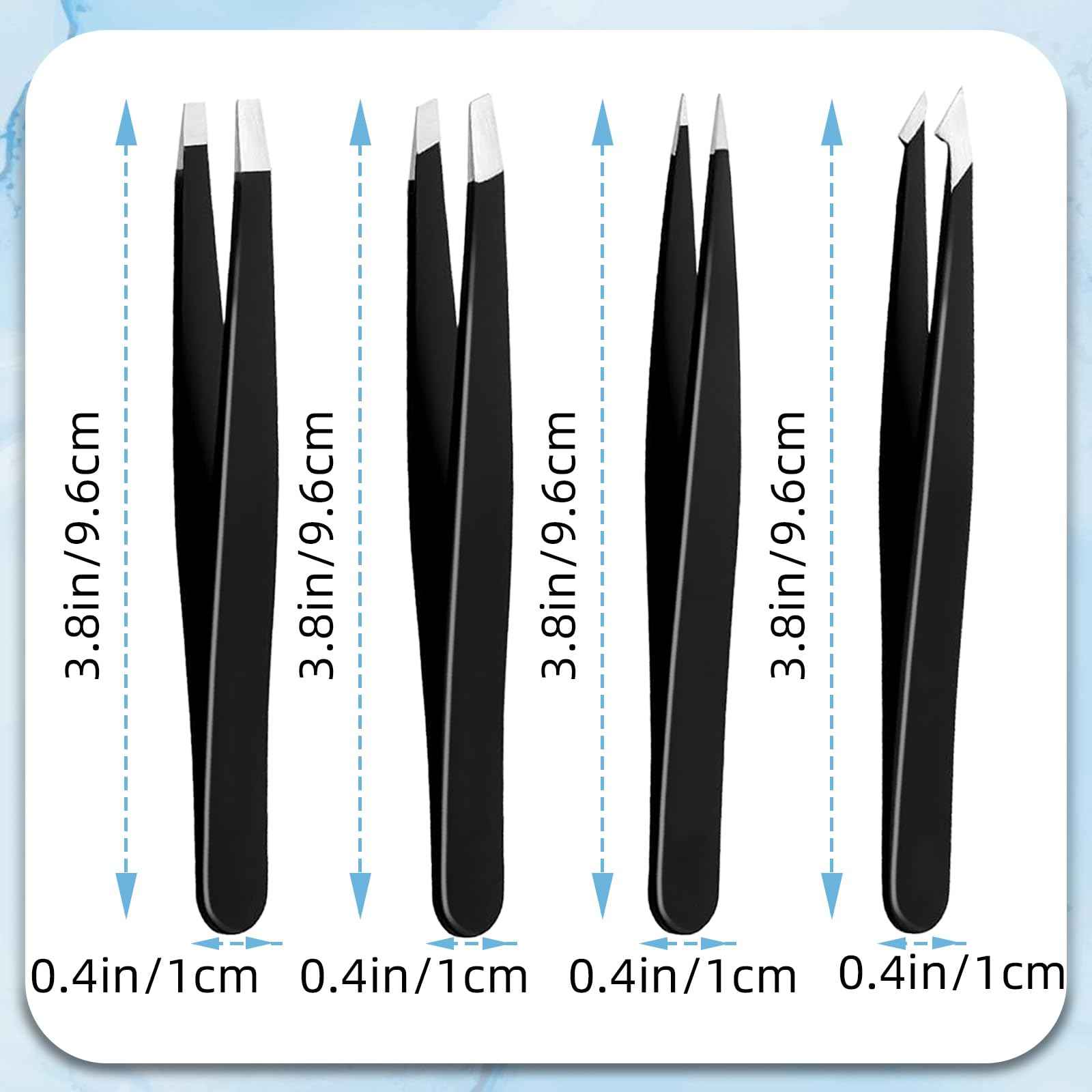 4Pcs Eyebrow Tweezers Set,Tweezers for Women Facial Hair Professional Stainless Steel Tweezers Precision Tweezers Set,Suitable for Removing Inward Growing Hair Eyebrows and Facial Hair(black)
