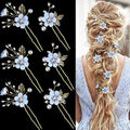 6 Piece Bridal Wedding Hair Pins with Pearls & Rhinestones
