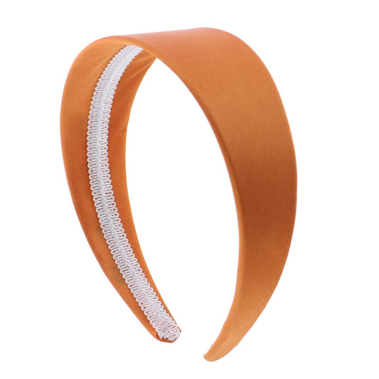 Orange 2 Inch Wide Satin Hard Headband with No Teeth (Motique Accessories)