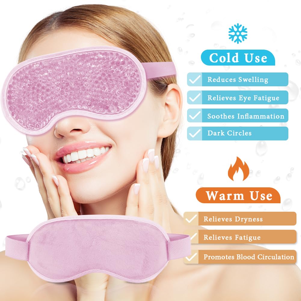 my novel things Cooling Eye Mask and Silky Sleep Mask 4 Packs for Man Women for Sleeping Frozen Ice Eye Mask Cold Warm Compress Dark Circles Puffiness Dry Eyes Gifting