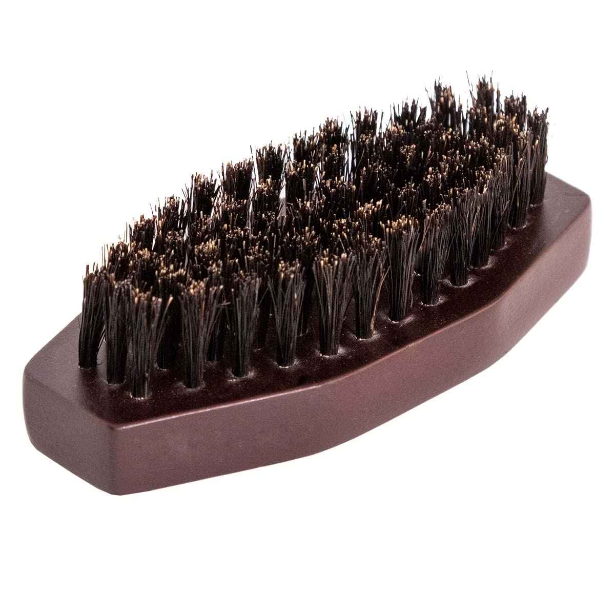 Volt Octo Beard Brush - 100% Natural Boar Bristles & Pearwood Handle - Medium Hardness - Detangles, Softens & Styles Beards – Compact Travel Size – For Short to Medium Beards