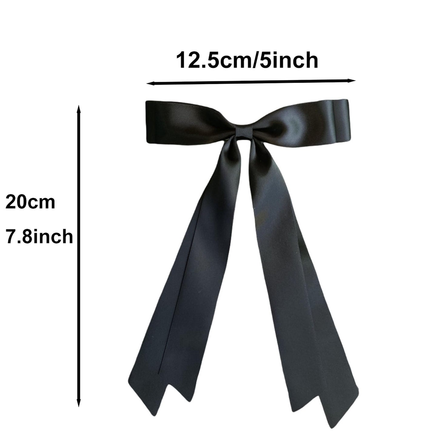 Silky Satin Ribbon Bow Hair Clips for Women Bowknot Hair Ponytail Holder Accessories for Women Girls Toddlers Teens Kids Party Wedding Prom Daily Outfits (Black*2)