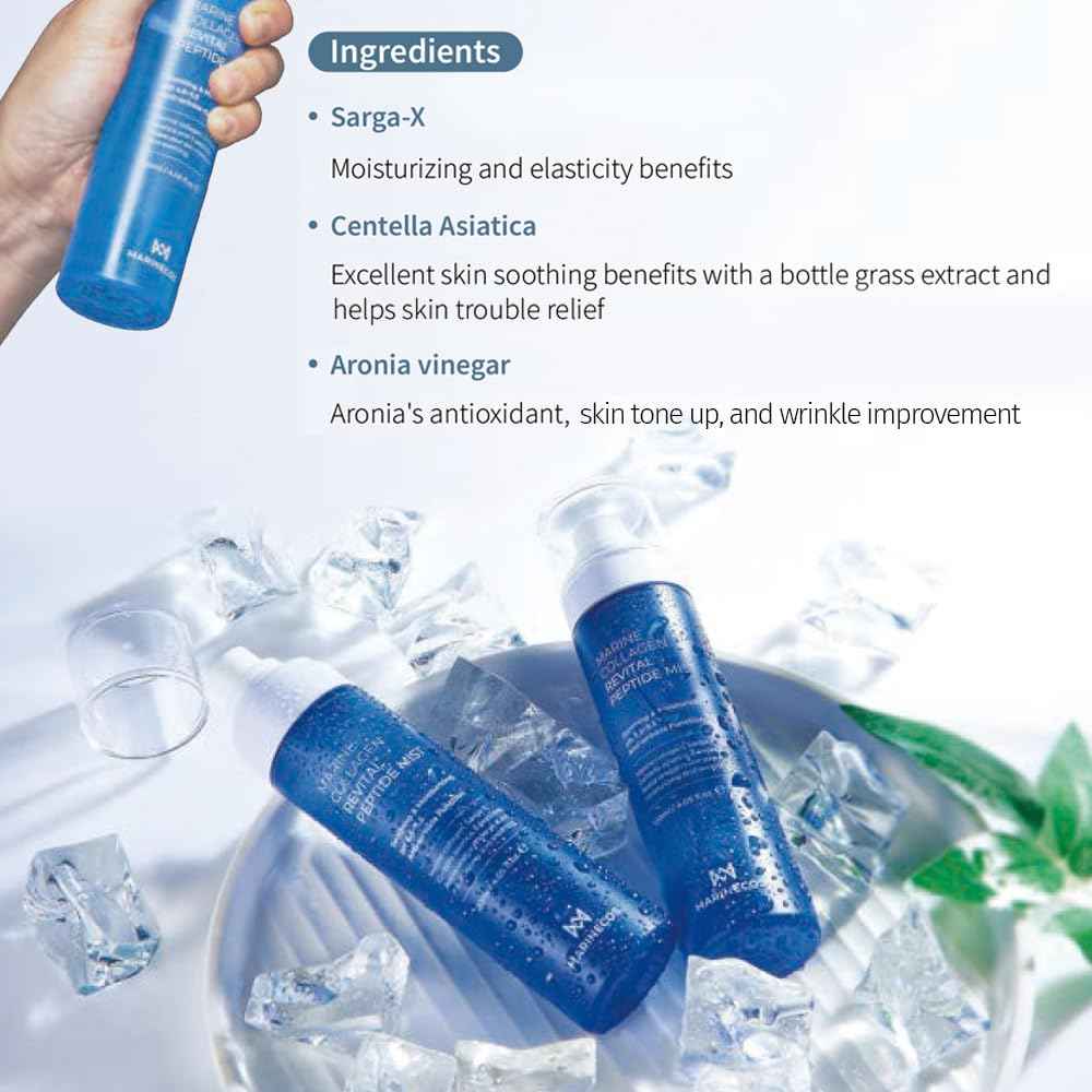 ZIOSTAND Marine Collagen Revital Peptide Mist 120ml ㅣ Fine Facial Spray for Hydration Soothing Glow ㅣ Daily Moisture Mist with Centella and Peptides