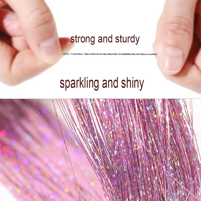CelineBella Bubblegum Pink Hair Tinsel 48" - 1250 Strands