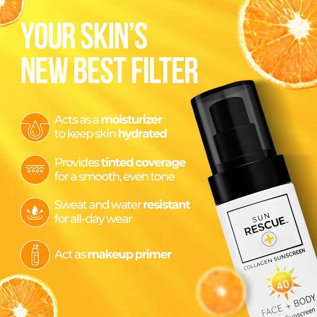 Sun Rescue Daily Tinted Moisturizer + SPF 40 – Collagen & Vitamin C Infused, Broad Spectrum UVA/UVB Protection + Lightweight Coverage for All Skin Tones