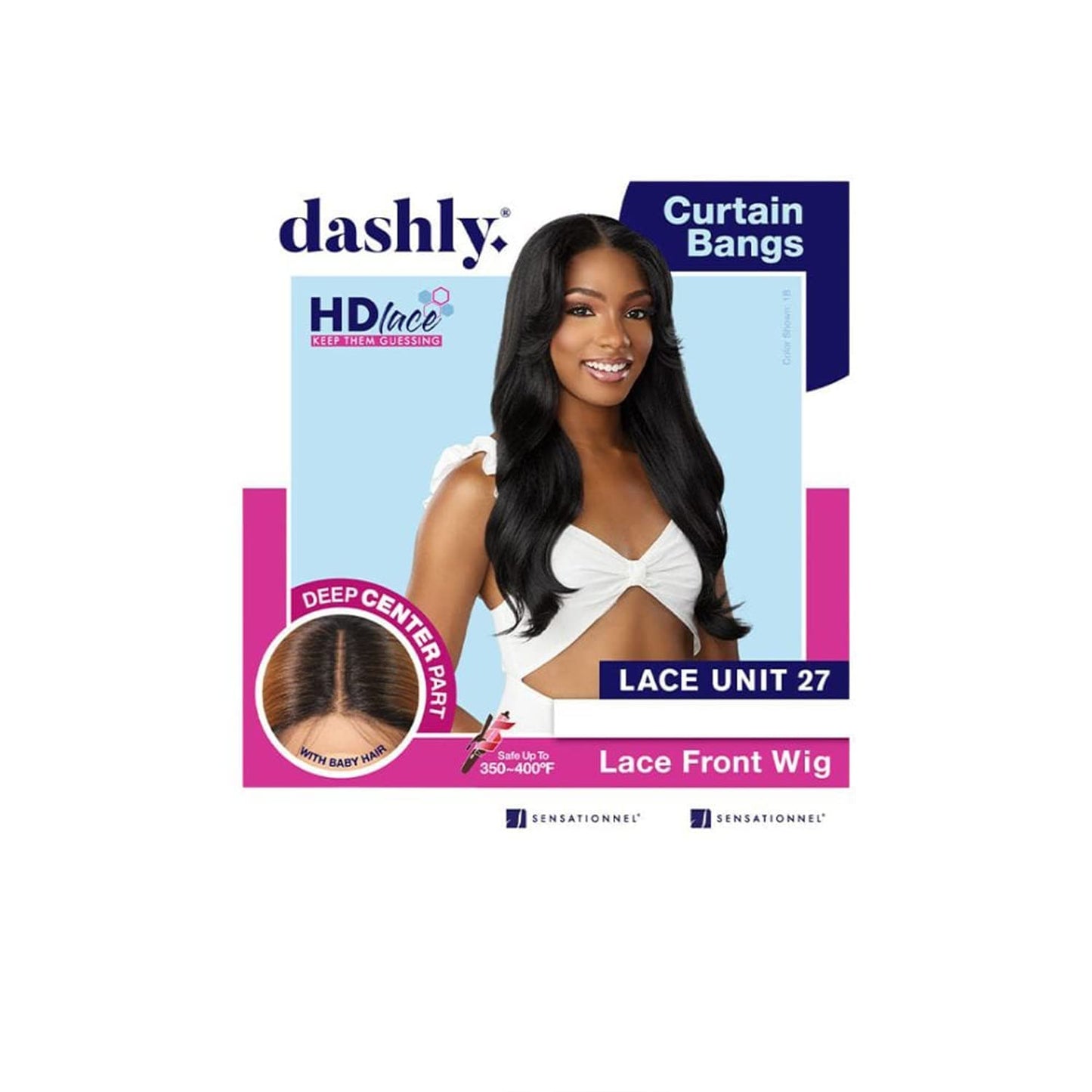 Sensationnel Dashly lace Front Wig - hand tied ear to ear soft lace synthetic with baby hair 5 Inch Deep Part - Dashly lace unit 27 (1B OFFBLACK)