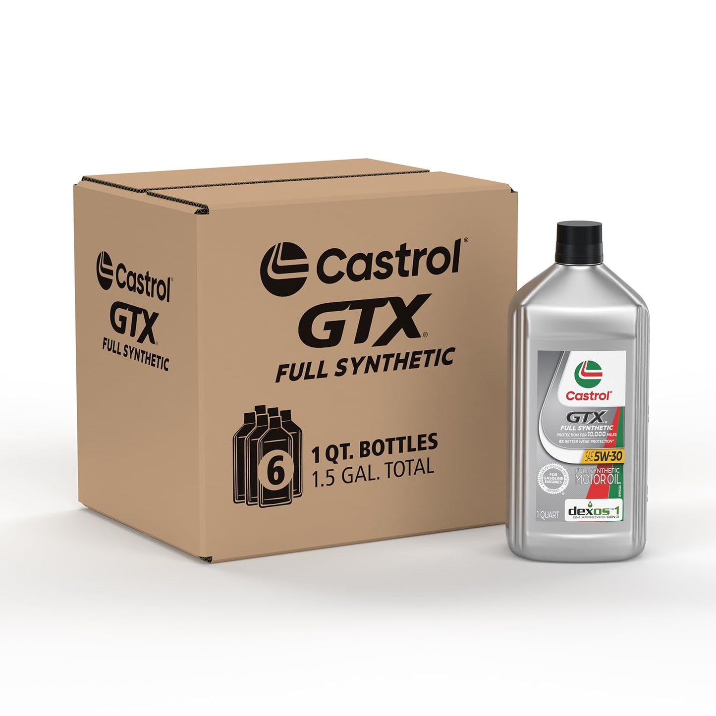 Castrol GTX Full Synthetic 5W-30 Motor Oil, 1 Quart, Pack of 6