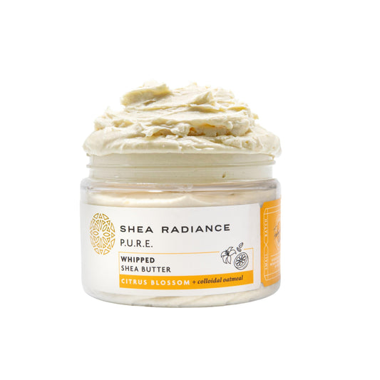 Shea Radiance P.U.R.E. Whipped Shea Butter with Colloidal Oatmeal - Whipped Body Butter Blended with Skin Soothing Oatmeal & Moisturizing Rice Bran Oil | Citrus Blossom (7 oz)