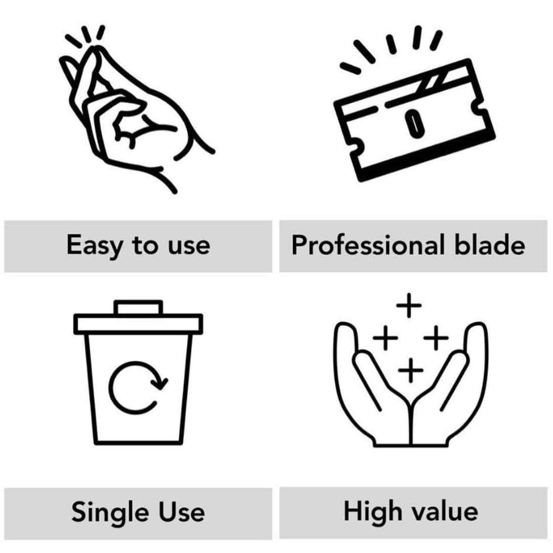 HBS Disposable Razor Heads, With Safety-Lock For Professional Barber Use 100 Count, Each Box Include 1 Multi-Use Straight Razor Handle.