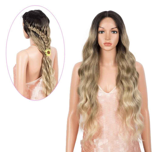 Style Icon 32” Long Wavy Wig Middle Part Synthetic Wigs Lace Front High Temperature Fiber Heat Resistant Wig (32 Inches, SOP22613)