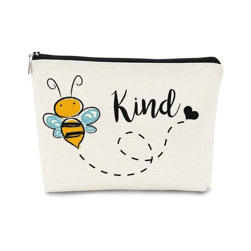 Be Kind Cute Honey Bee Makeup Bag,Cute Honey Bee Cosmetic Bag Best Gift Idea for Bee Lovers Teen Girls Women,Inspirational Birthday Gifts for Teen Girls Women Daughter Sister