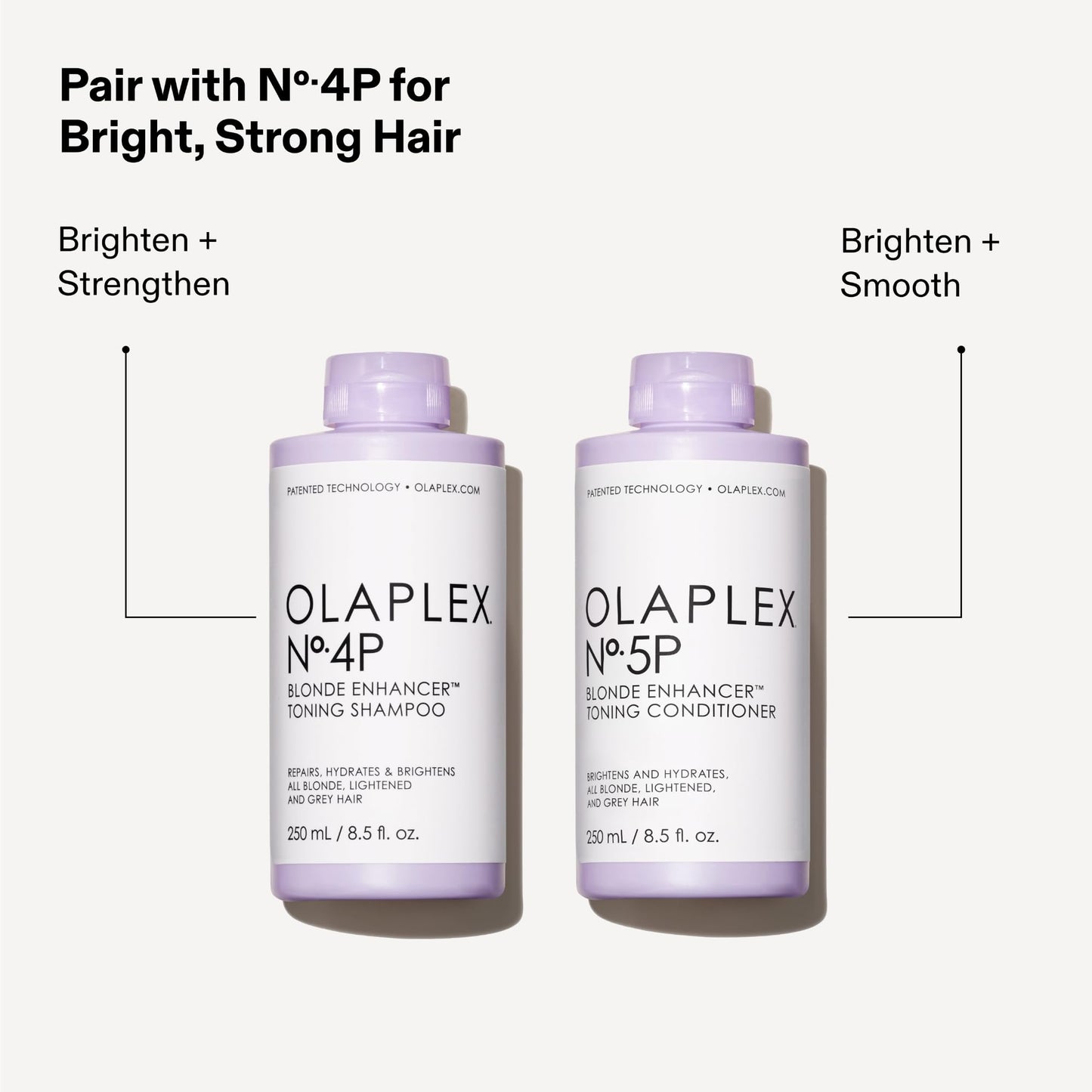 Olaplex Nº. 5P Blonde Enhancer Purple Toning Conditioner: Neutralizes Brassiness & Strengthen | Repairs Damages & Hydrates Hair | For Coily, Curly, Straight, and Wavy, 250 mL / 8.5 Fl. Oz.