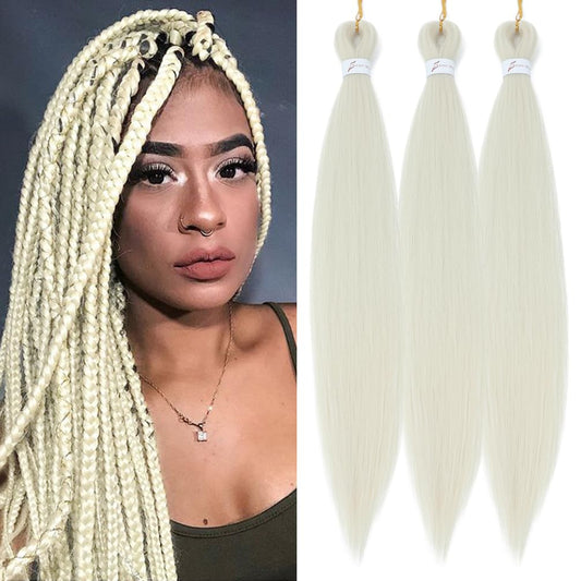 Blonde Pre Stretched EZ Braiding Hair Box Braids Soft Yaki Texture Braiding Hair Extension Human Hair 26 inch(3 Packs,613#)