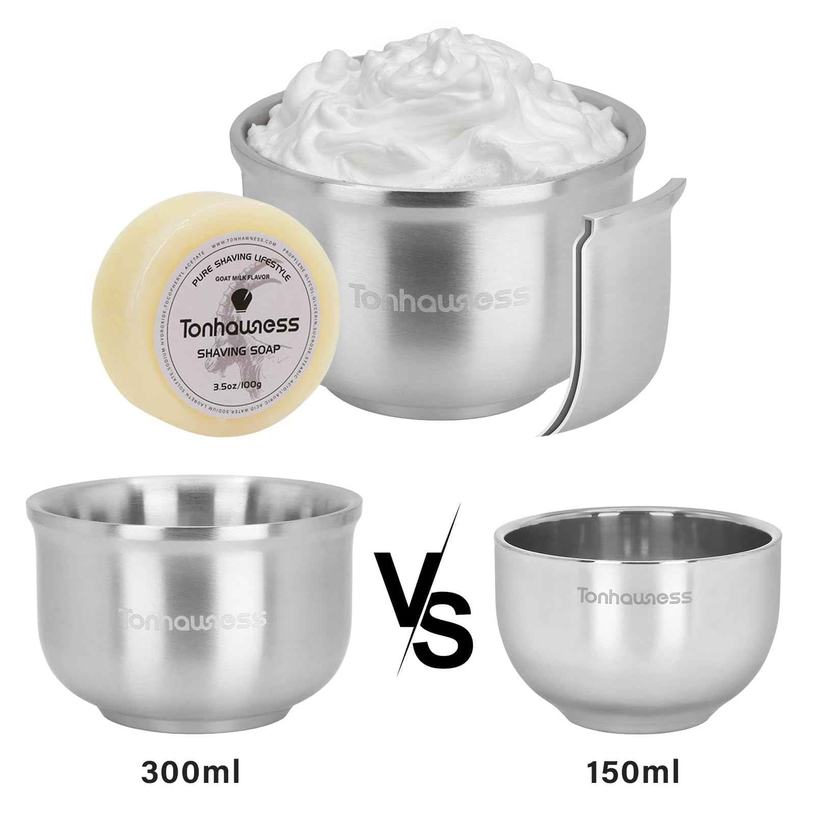 Shaving Brushes Kit For Men, 4 In 1 Shaving Brush Set Includes Badger Hair Shave Brush, Stainless Steel Shaving Bowl, Shaving Stand and Soap