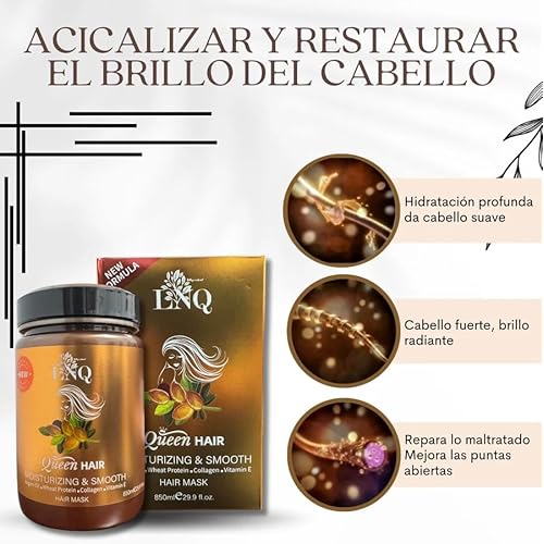Keratina Capilar La Reina del Cabello ? 850 ml ? Con Arg?n, Col?geno, Prote?na de Trigo y Vitamina E ? Sin Sal ni Parabenos ? Hidrataci?n y Alisado Profundo