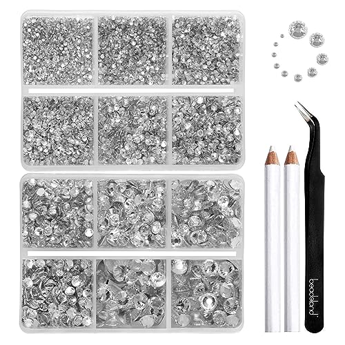 Beadsland 8300PCS Clear Rhinestones Flatback Mix 10 Sizes