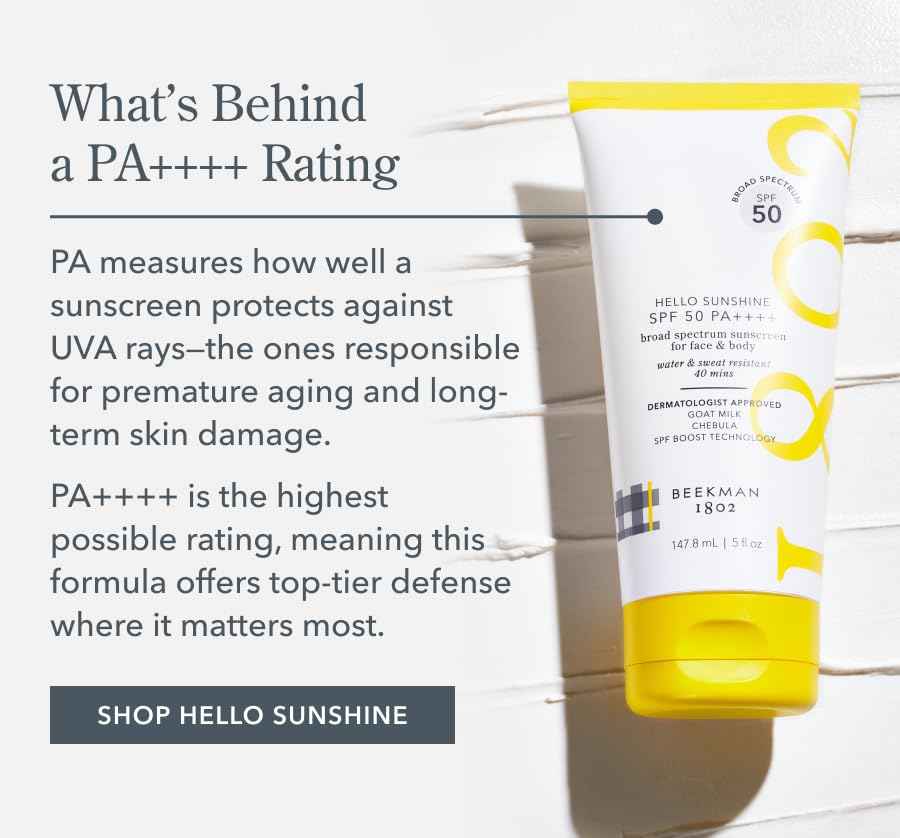 Beekman 1802 Hello Sunshine SPF 50 PA ++++ - Sunscreen for Face & Body - 5.0 fl. oz - Reduces Fine Lines & Protects Against Sun Damage - Good for Sensitive Skin - Cruelty Free - Reef Safe