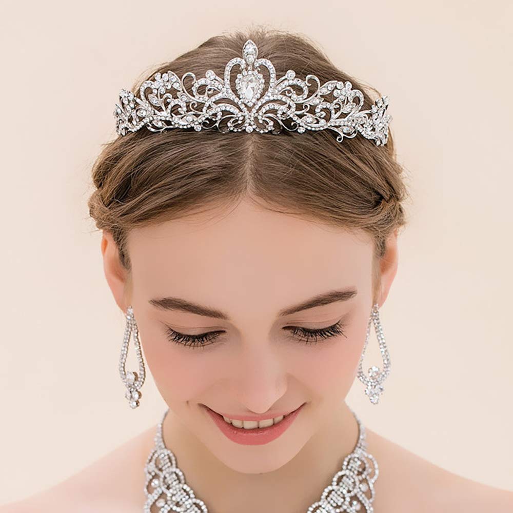 ZOCONE Rhinestone Bridal Tiara 2 pack Crystal Wedding Crown for Bridal and Flower Girls Headpiece with Comb (Crystal)