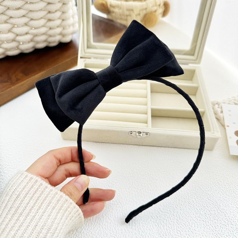 FMOYSIEN Black Bow Headband for Women Black Bow Hair Clips for Valentine's Day, Christmas Party, Role Play Party Costume Decoration