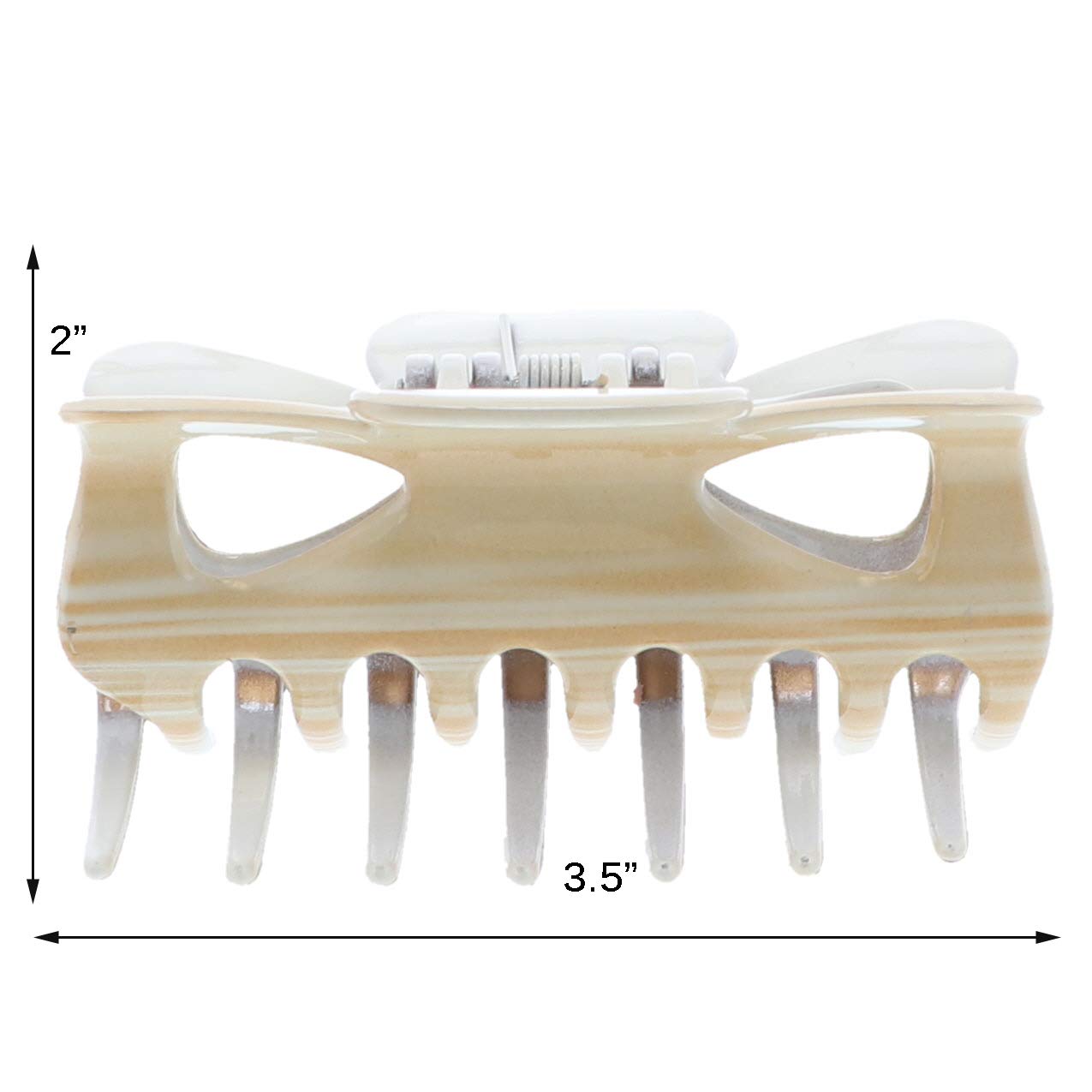 Tan 3 Inch Wood Look Hair Claw Jaw Clip - Set of 2