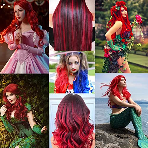12 PCS Red Clip-in Hair Extensions 22 Inch Synthetic