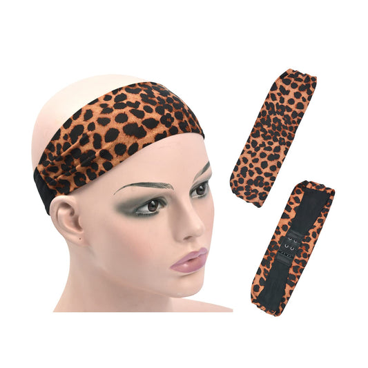 YTBYT Leopard Print Headbands for Wigs Ice Silk Lace Melting Bands with Removable Hook Adjustable Wig Bands for Headband Wig (A-3)