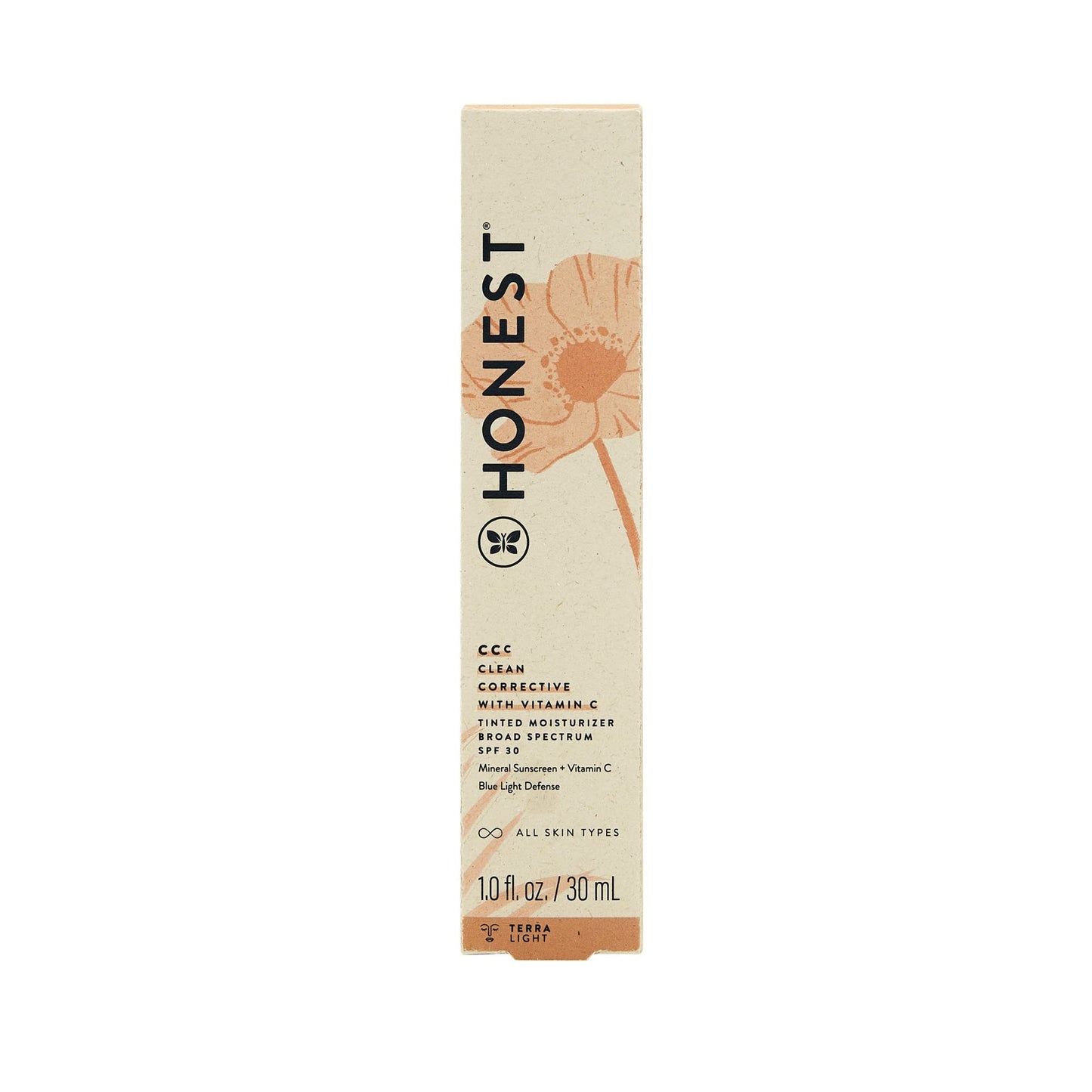 Honest Beauty CCC Clean Corrective with Vitamin C Tinted Moisturizer | Mineral SPF 30 | Vegan + Cruelty Free | Terra Light, 1 fl oz