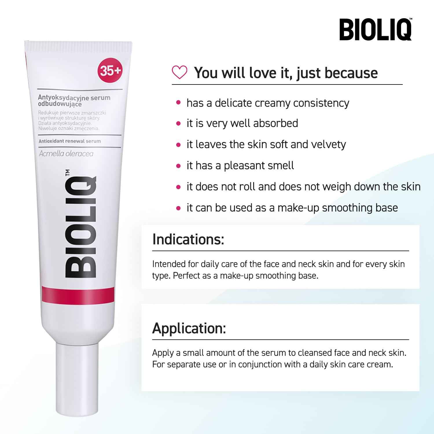 Bioliq - 35+ Regenerating Serum - Hydrating Face Serum with Protection to Revitalize and Nourish Skin, Ideal for All Skin Types - 30ml