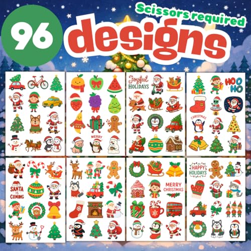 96pc Christmas Temporary Tattoos - Holiday Party Favors