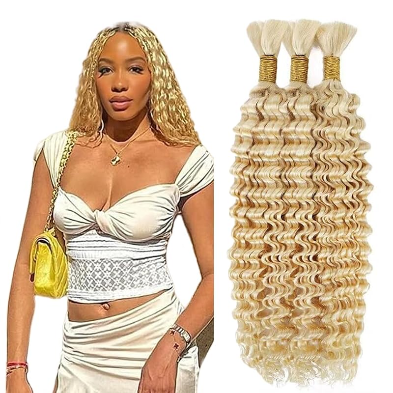 #613 Blonde Human Hair Braiding Extensions - 26 Inch Deep Wave