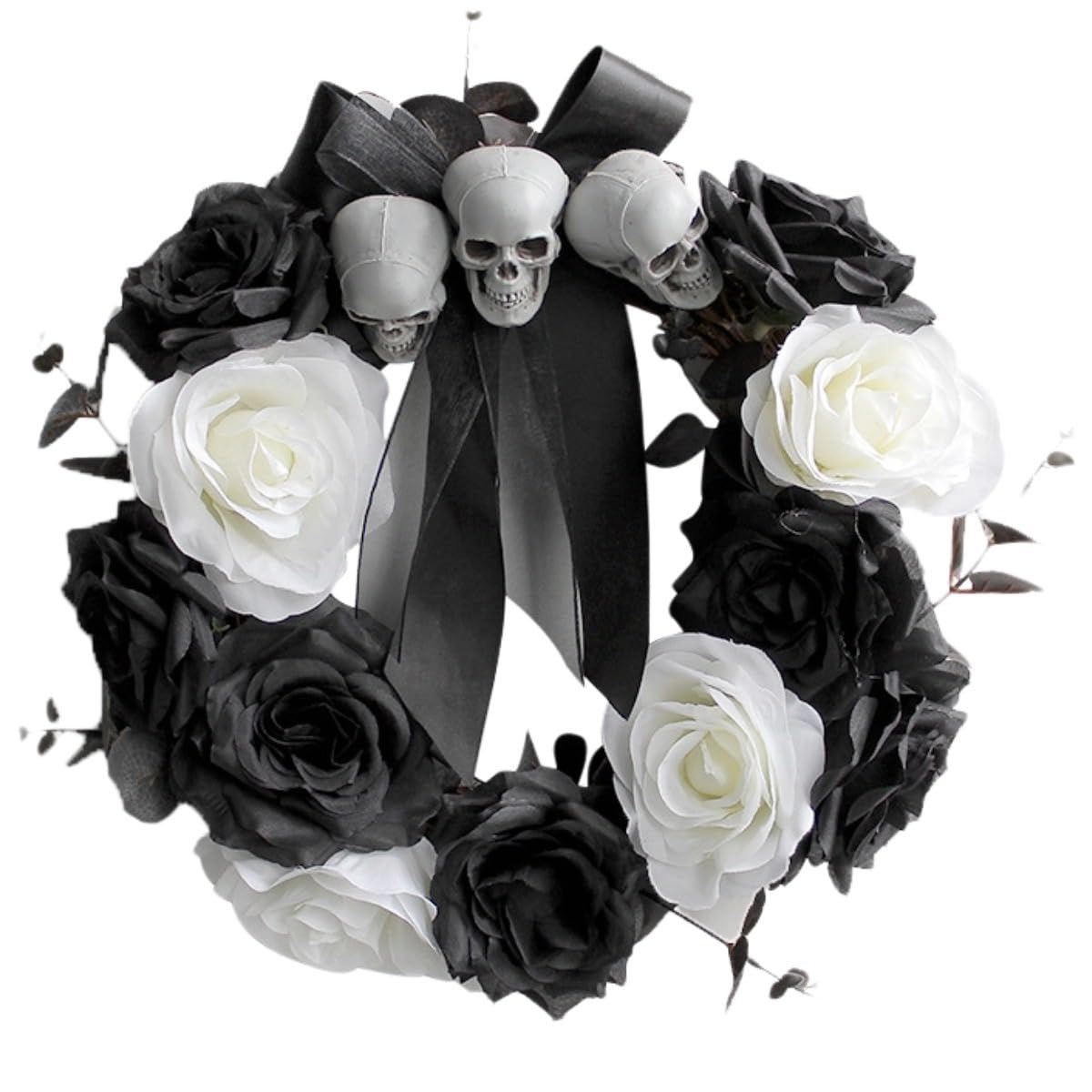 lqzb Ghost Halloween Wreath with Skull Pendant for Haunted House Decor-Outdoor&Scary Parties