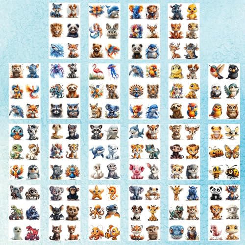 132 PCS 3D Cartoon Animal Temporary Tattoos for Kids - COKTAK