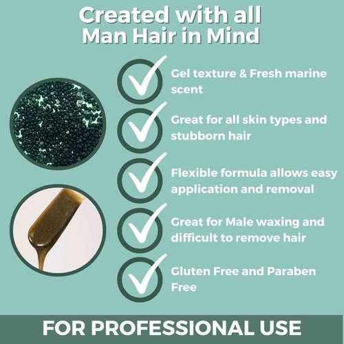 Cirepil - Homme - 800g / 28.22 oz Wax Beads Bag - Fresh Marine Scent - Flexible Formula for Male, Easy Application and Removal