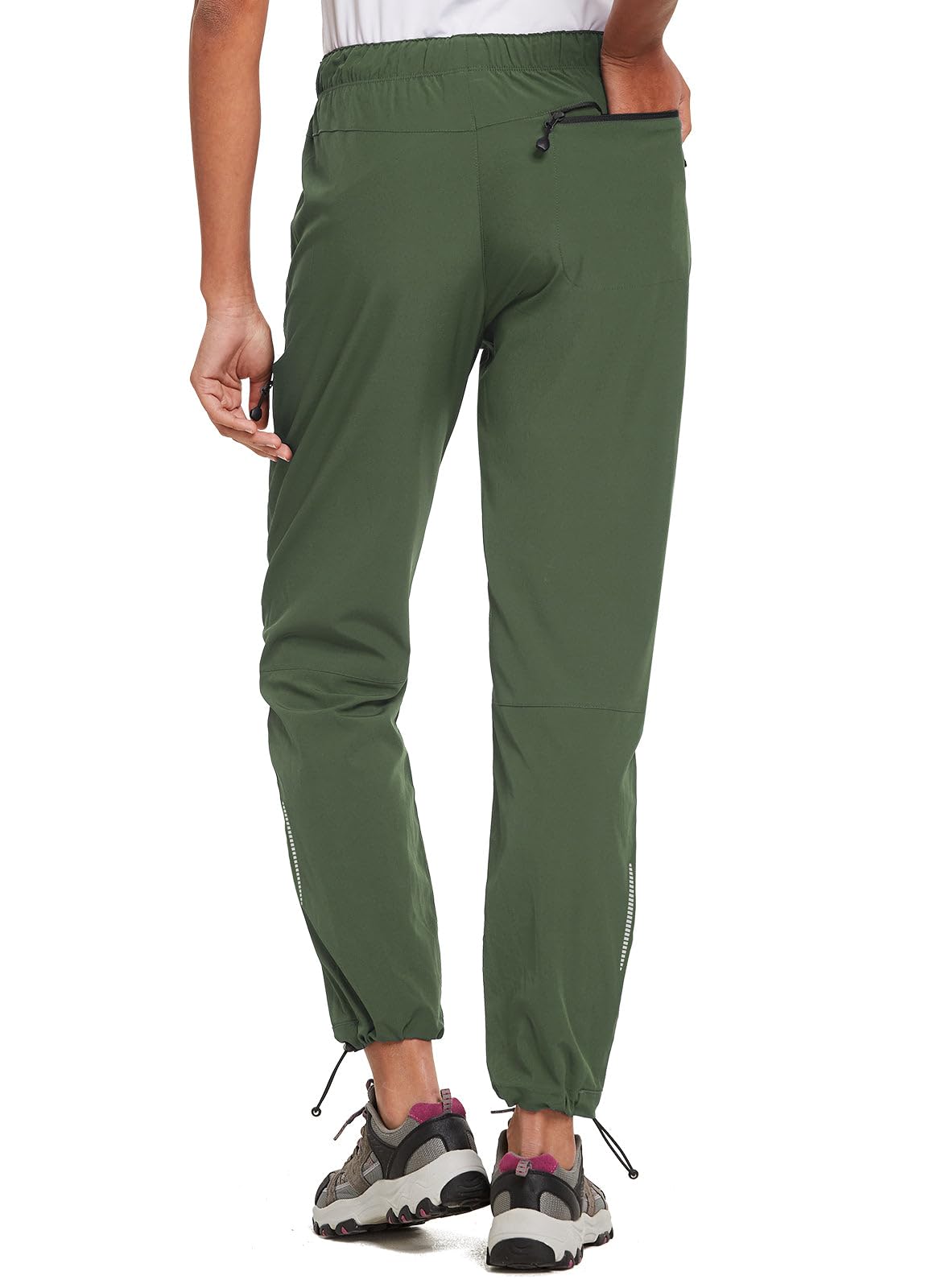 BALEAF Women's Hiking Pants Quick Dry Water Resistant Lightweight Joggers Pant for All Seasons Elastic Waist Army Green Size XS