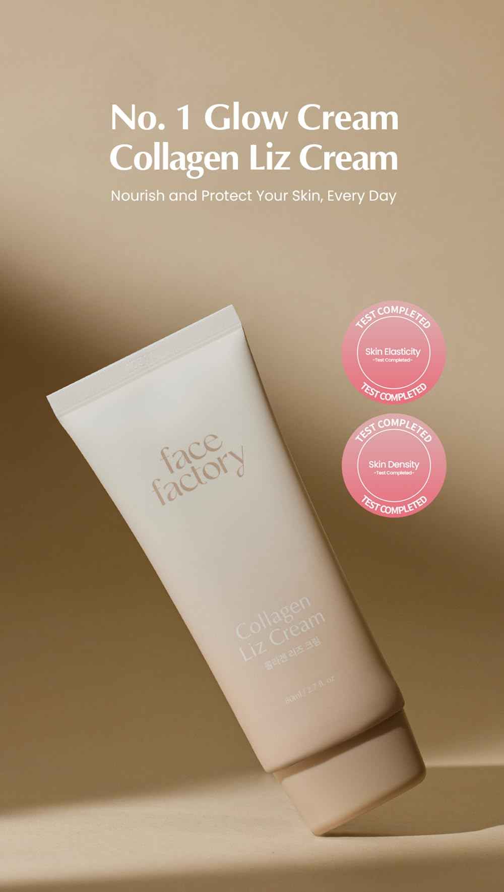 FaceFactory Collagen Liz Cream, Deep Hydration, Face Moisturizer, Korean skincare, Fast Absorbing, Non-Greasy, EWG Green Ingredients, Non-Sticky, Collagen-Based, Firming, Wrinkle care (80ml/2.7fl oz)