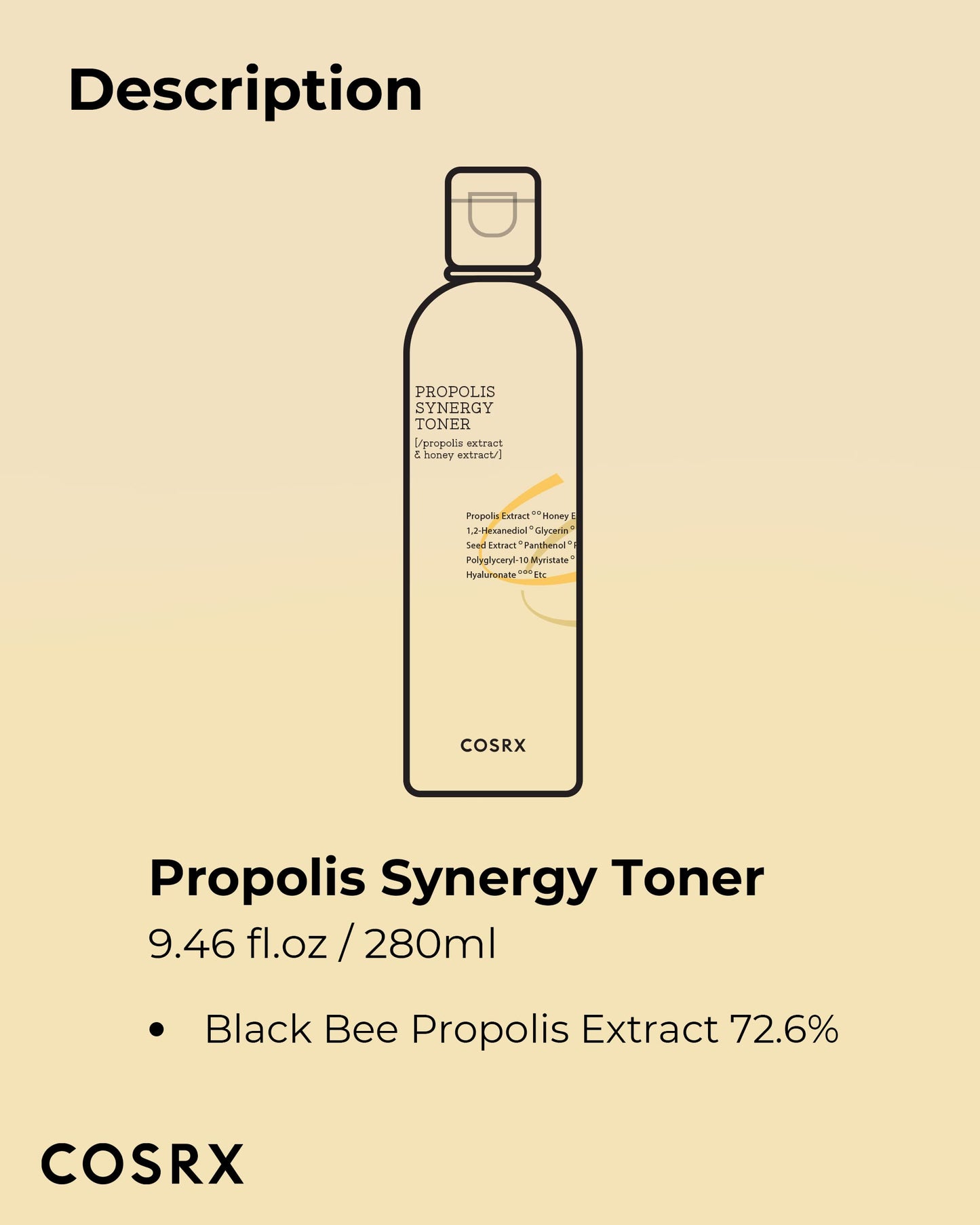 COSRX Full Fit Propolis Synergy Toner, 280ml / 9.46 fl.oz | Instant Moisture Boosting Toner, Propolis 72.6% Honey 10.7% Panthenol, Korean Skin Care