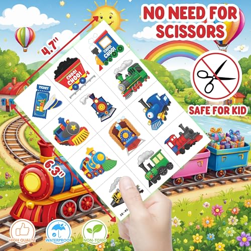 72 PC Train Party Favors Set: LED Finger Lights & Tattoos