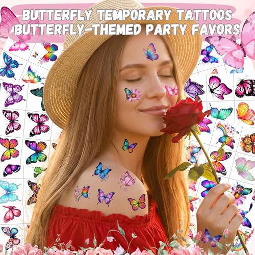 96-Piece Butterfly Temporary Tattoos - Pre-Cut Party Favors