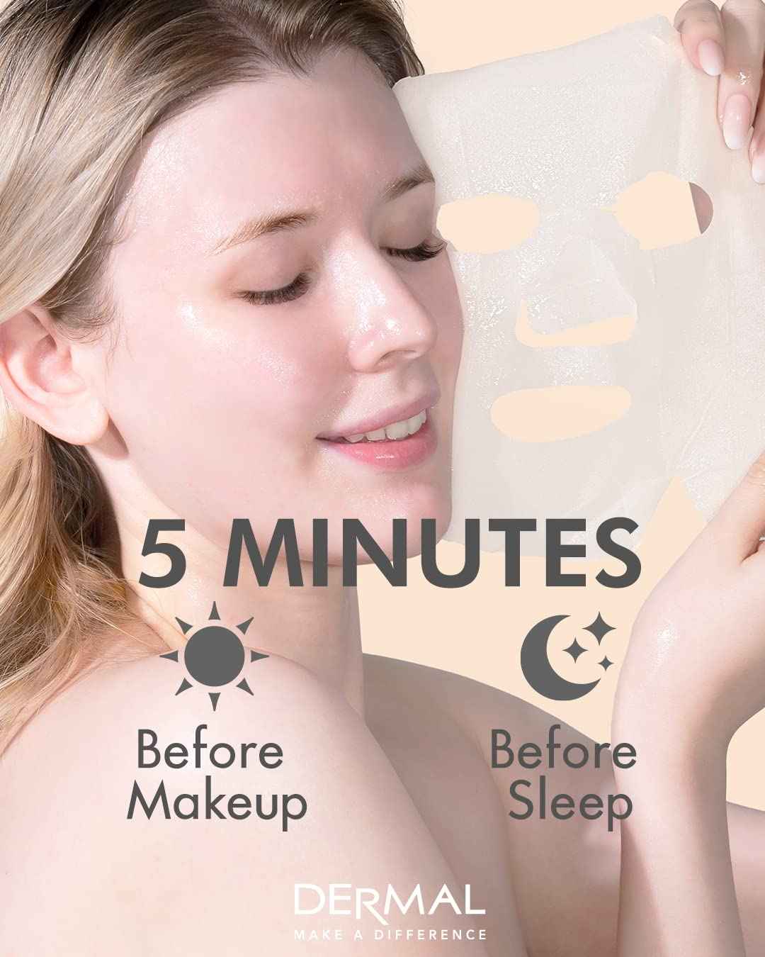 DERMAL 39 + 16 A Combo Pack Collagen Essence Full Face Facial Mask Sheet