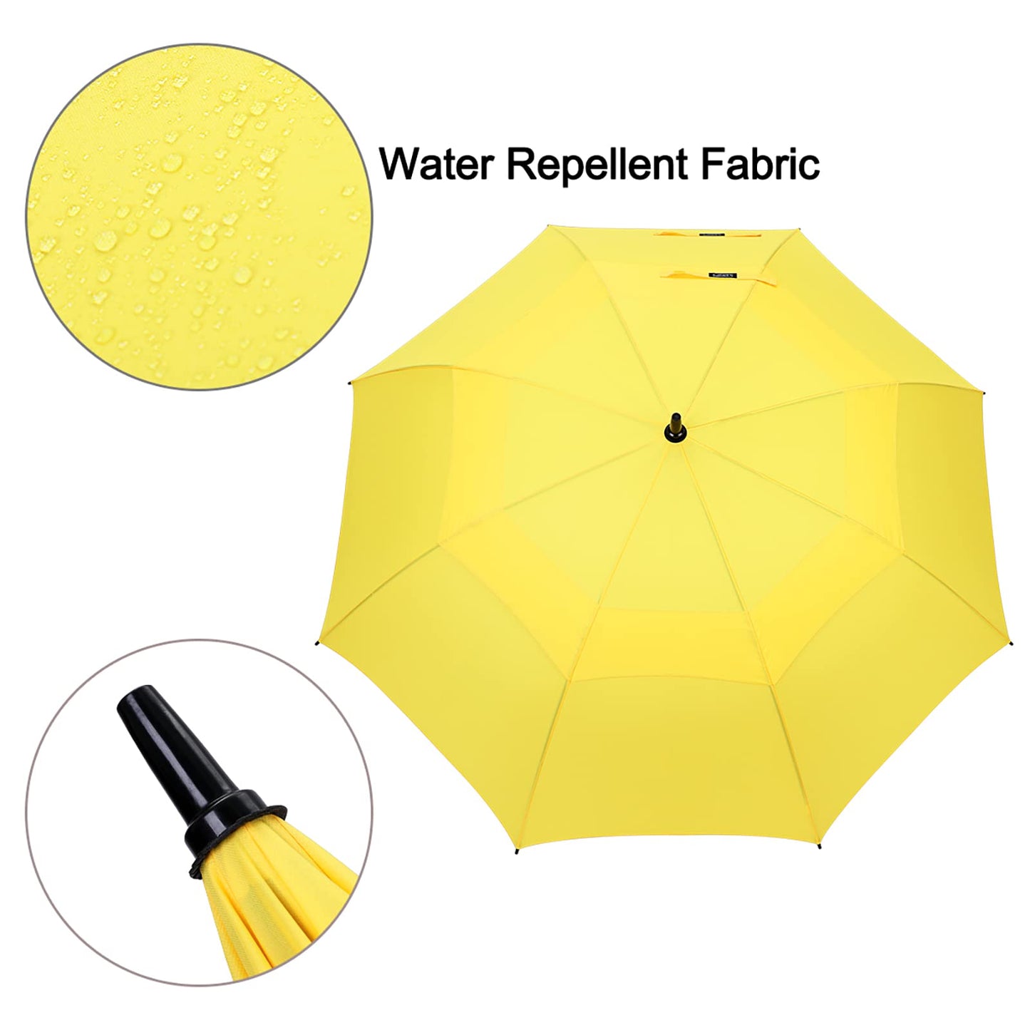 G4Free 62 Inch Automatic Open Golf Umbrella Extra Large Oversize Double Canopy Vented Windproof Waterproof Stick Umbrellas(Yellow)