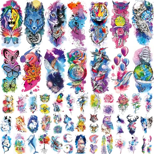 JEEFONNA 86 Sheets Temporary Tattoos - Waterproof Fake Tattoos