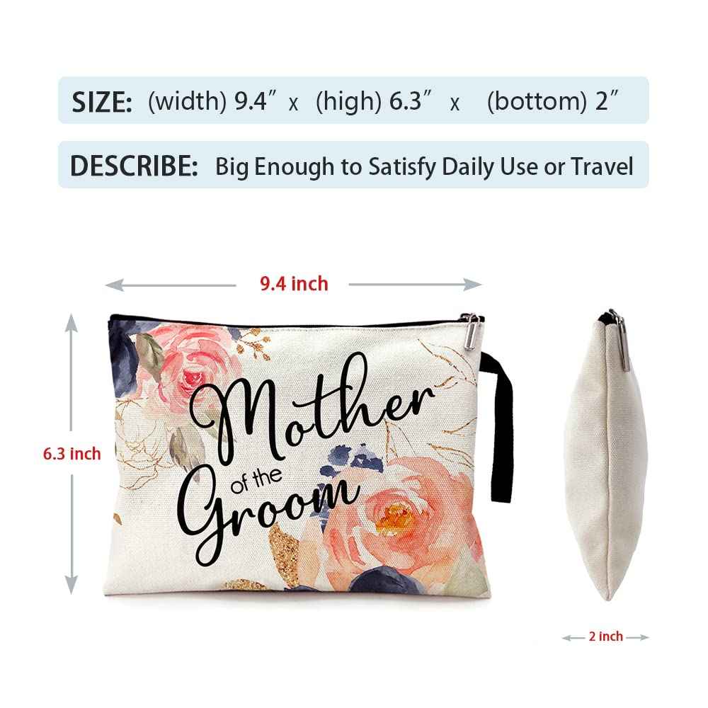 ZHANTUONE Mother of the Groom Funny Cosmetic Bag, for Travel Toiletry Zipper Storage Pouch Makeup Bag, Wedding Engagement, Present for Mother Women, Wedding Gifts for mom friend coworker Sister BFF