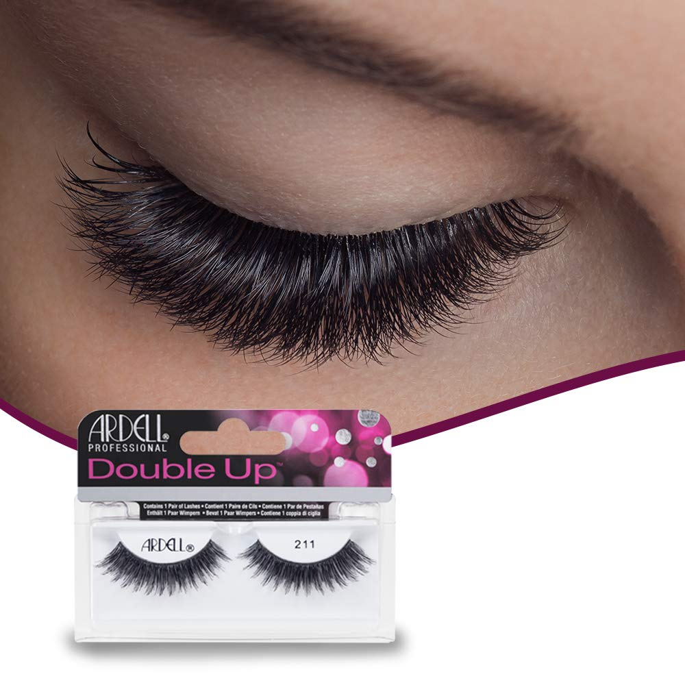 Ardell False Eyelashes Double up 211, Delicate Feminine Aura effect, 4 pack