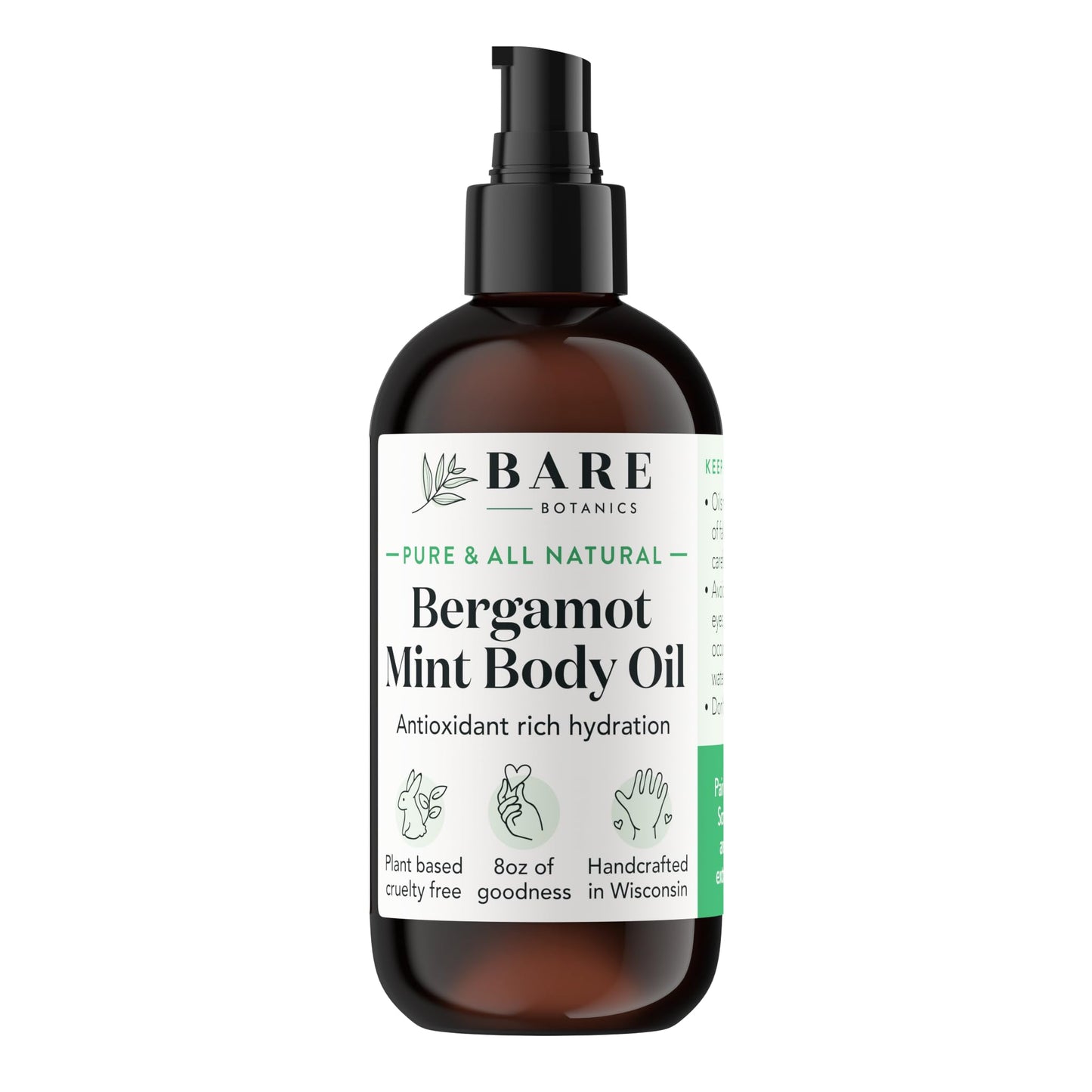 Bare Botanics Bergamot Mint Body Oil (Custom Formulated) + Dry Brushing Body Brush