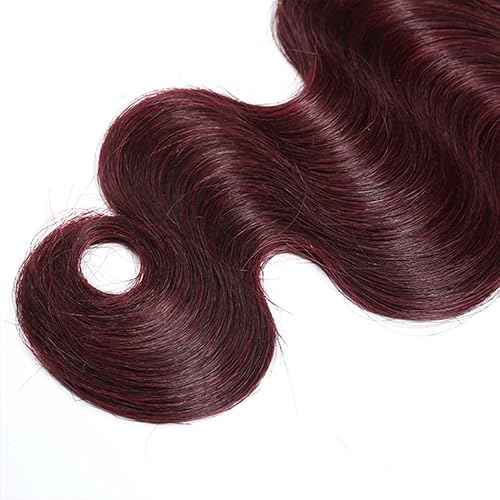 Burgundy Body Wave Bundles Human Hair Ombre Red Human Hair Bundles 18 20 22 Inch Double Weft Unprocessed Brazilian Remy Hair Extensions Silky Soft For Women 3Pcs/Set Deals